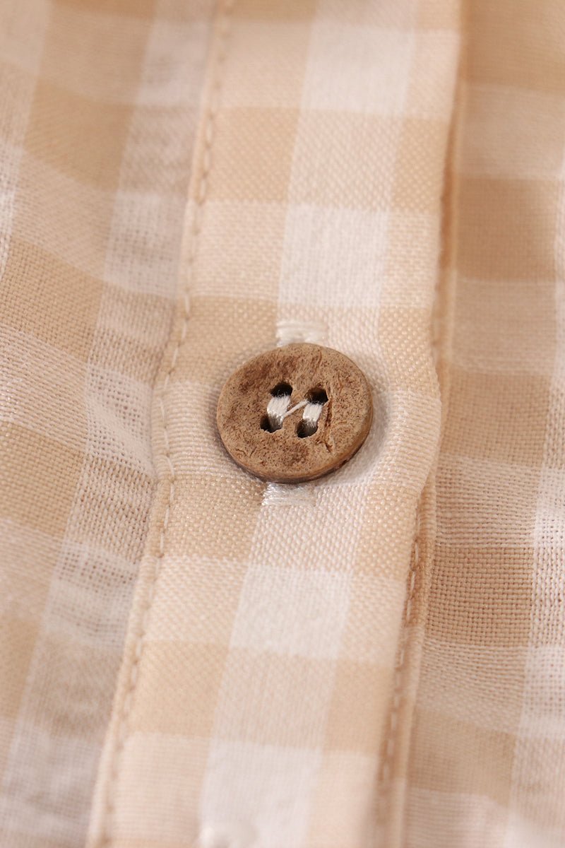 Plaid Linen Button Cream Girl Bubble - Gibs+Grady