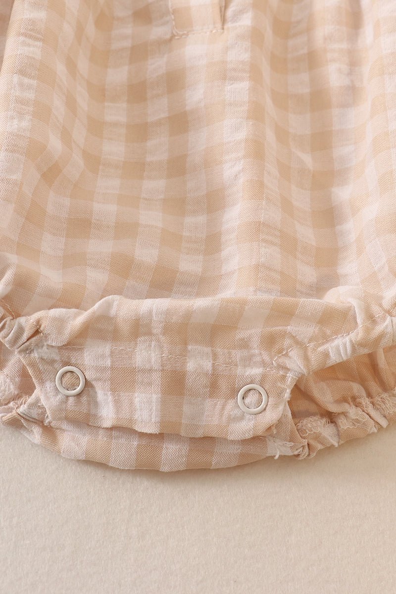 Plaid Linen Button Cream Girl Bubble - Gibs+Grady