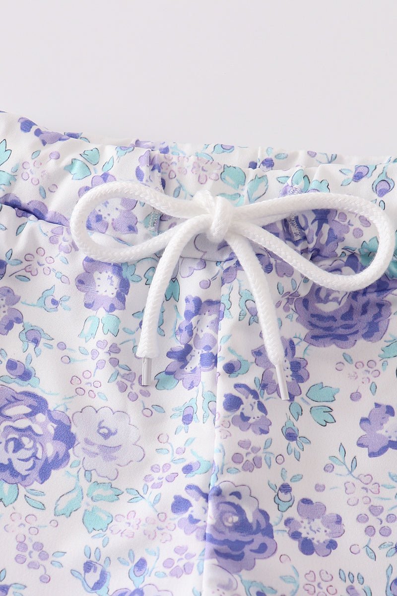 Purple Floral Print Girl Shorts - Gibs+Grady