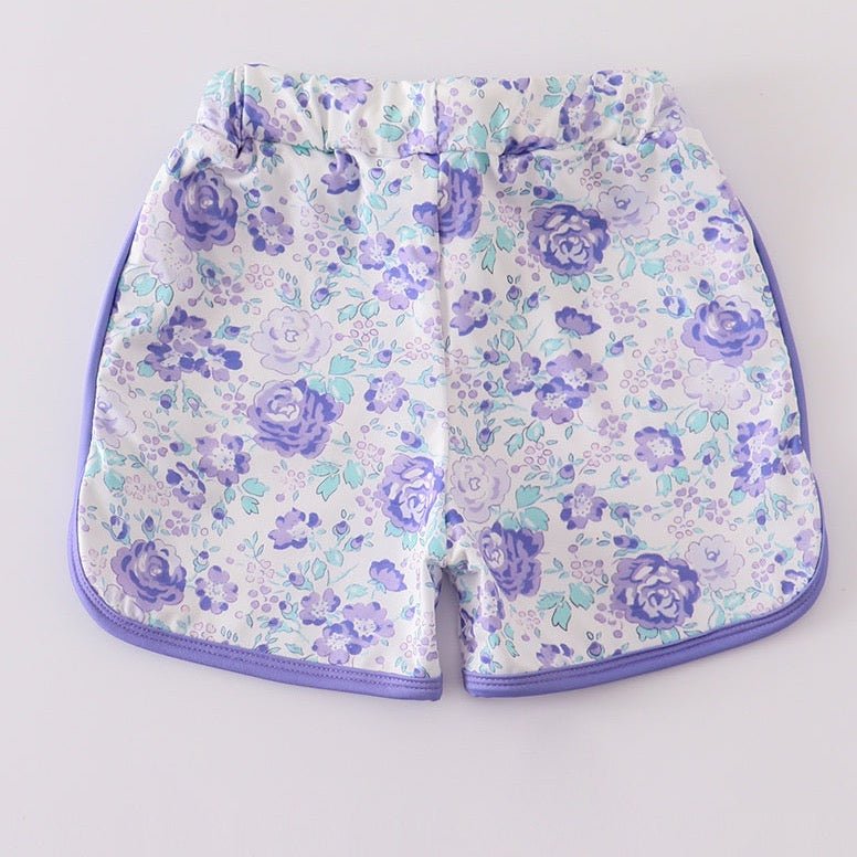 Purple Floral Print Girl Shorts - Gibs+Grady