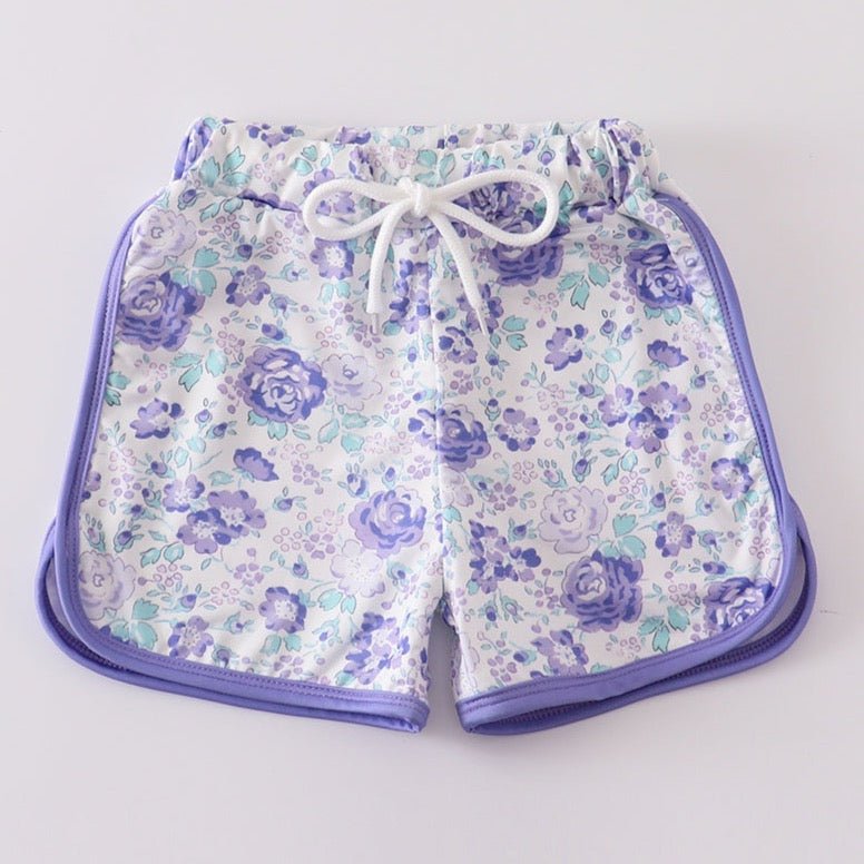 Purple Floral Print Girl Shorts - Gibs+Grady