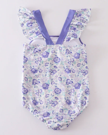 Purple Floral Print Women’s 1pc Swimsuit - Gibs+Grady