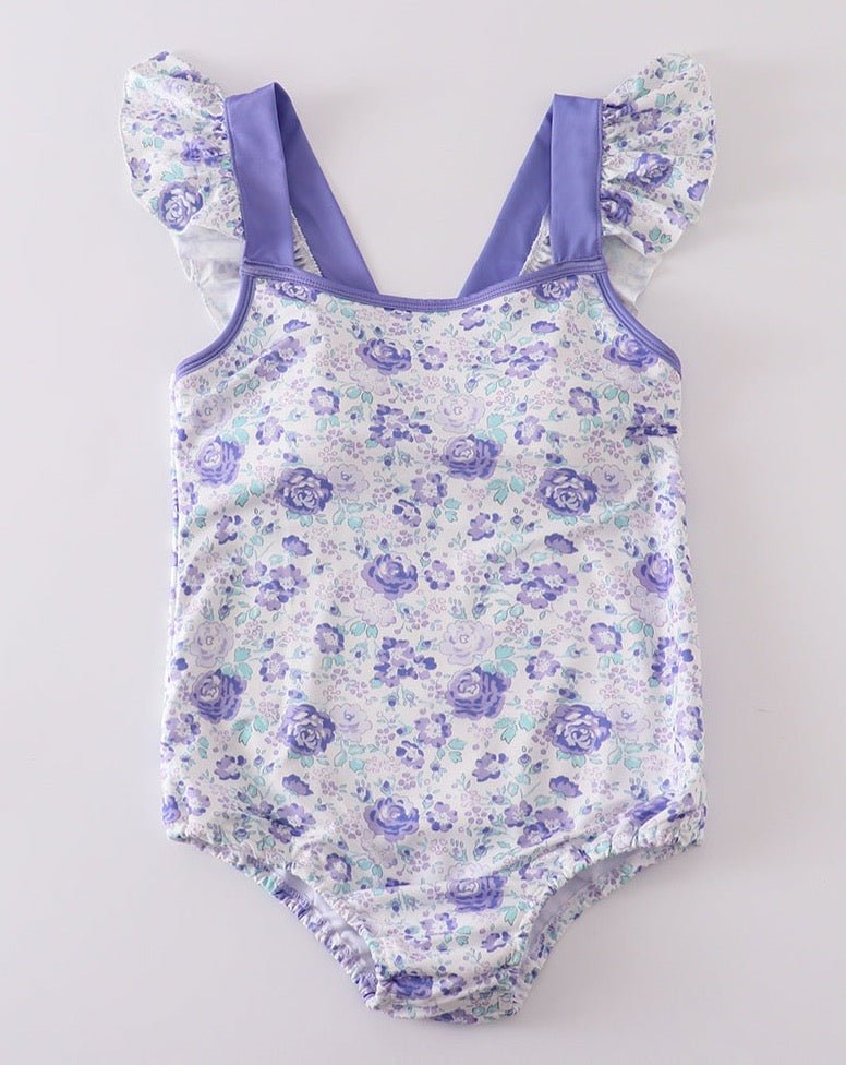 Purple Floral Print Women’s 1pc Swimsuit - Gibs+Grady