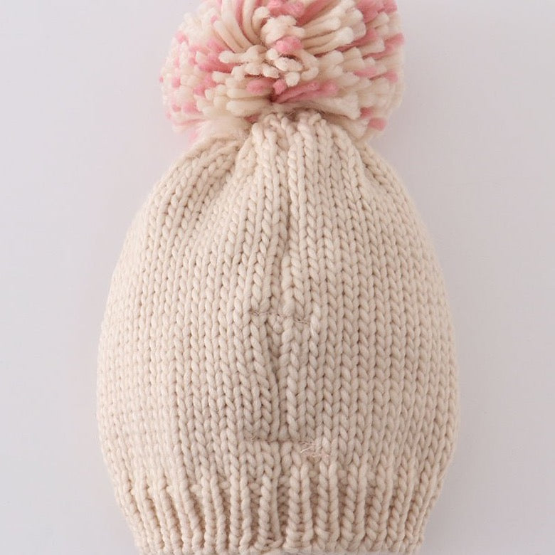 Rainbow Hand Embroidered Pom Pom Beanie Hat - Gibs+Grady