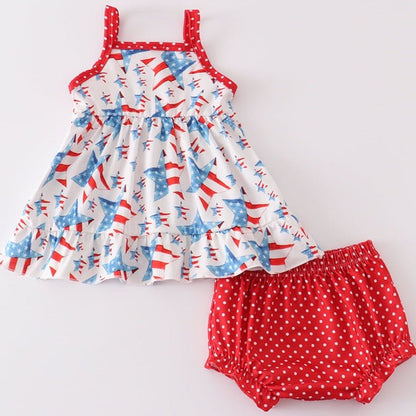 Red Patriotic Star Print Baby Set - Gibs+Grady