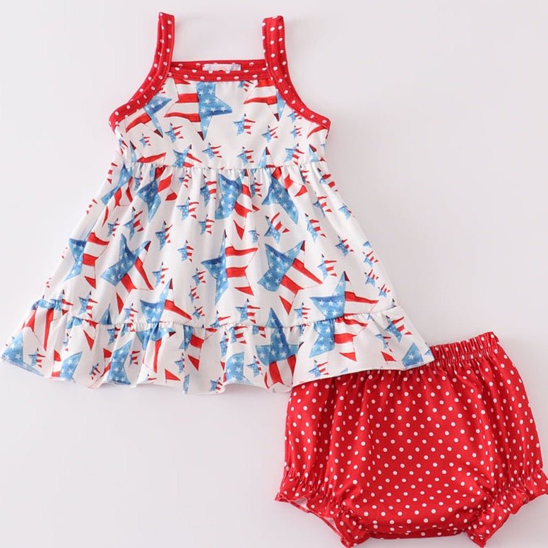 Red Patriotic Star Print Baby Set - Gibs+Grady