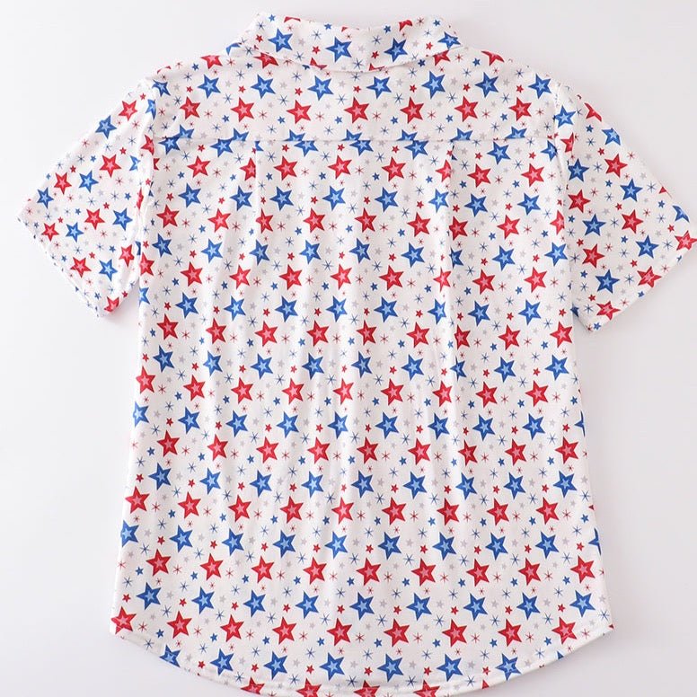 Red Patriotic Star Print Men Shirt - Gibs+Grady