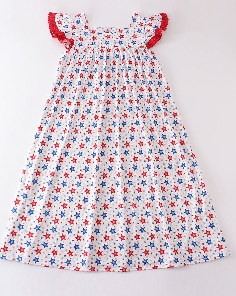 Red Patriotic Star Print Women’s Dress - Gibs+Grady