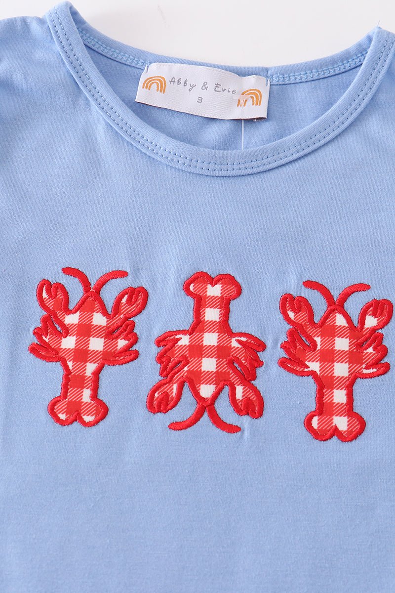 Red Plaid Lobster Applique Girl Set - Gibs+Grady