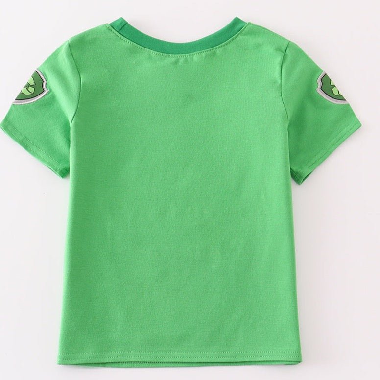 Rocky Character Applique Green Boy Top - Gibs+Grady