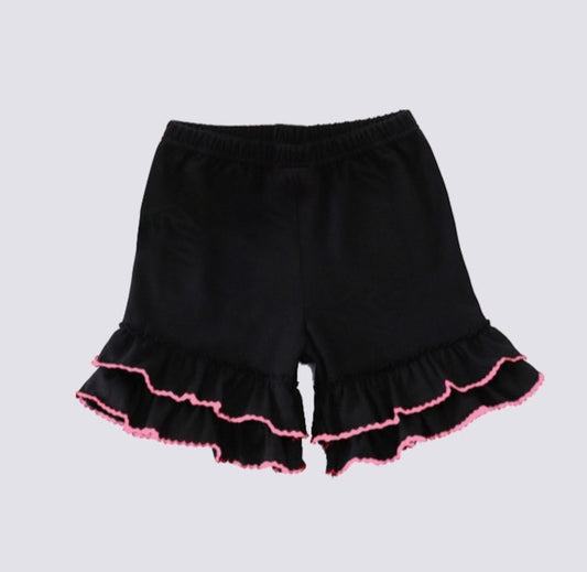 Ruffle Girl Shorts - Black + Pink - Gibs+Grady