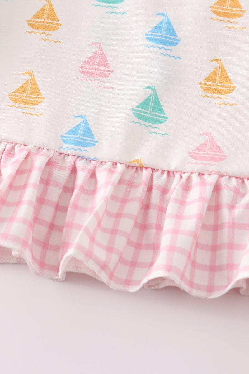 Sailboat Print Ruffle Shorts Set - Gibs+Grady