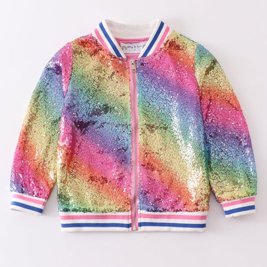 Sequin Bomber Jacket - Rainbow Ombré - Gibs+Grady