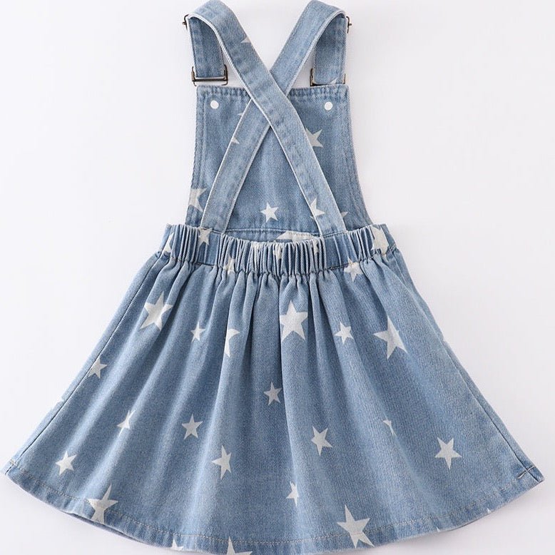 Star Print Denim Overall Dress - Gibs+Grady