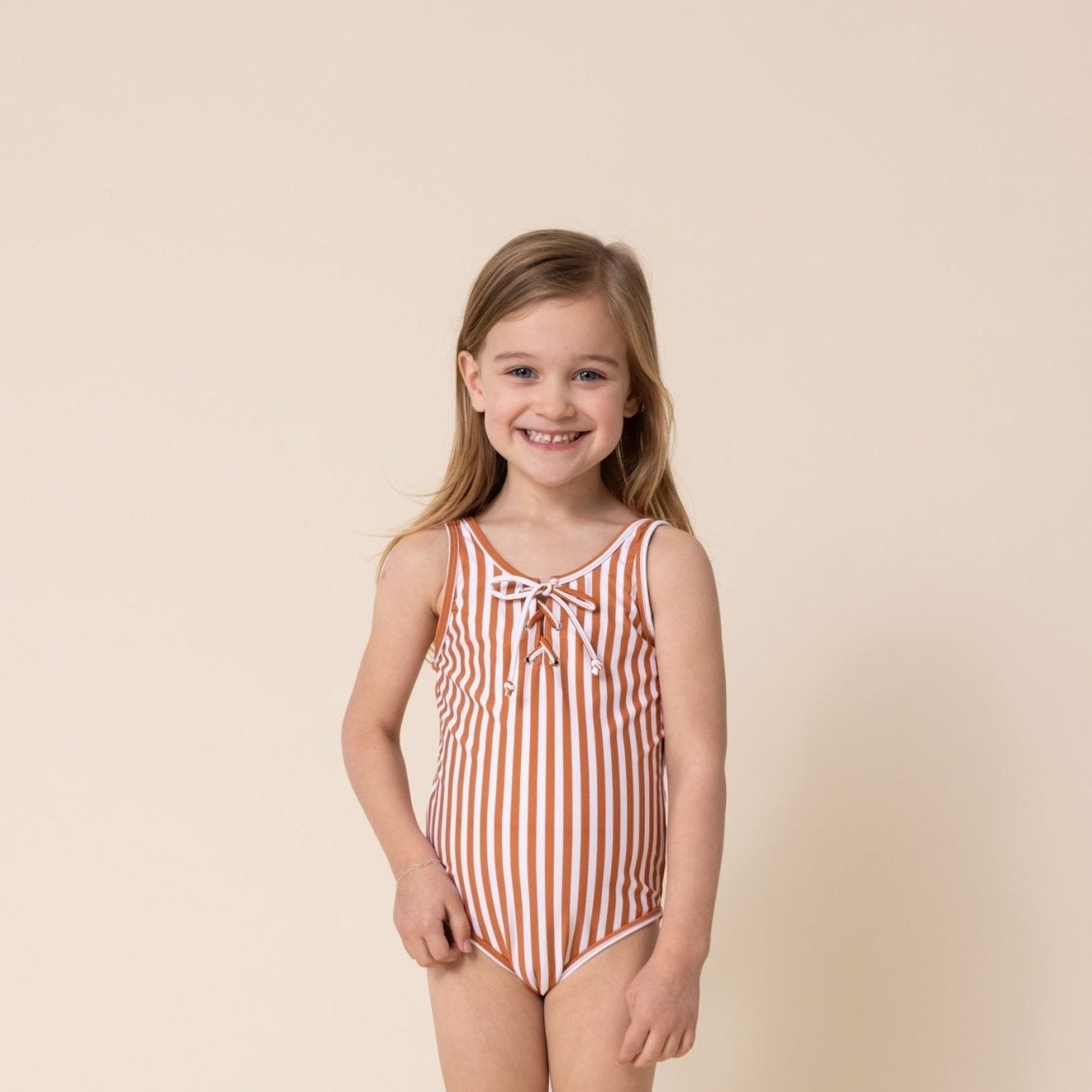 Terracotta Stripe One Piece Girl Swimsuit - Gibs+Grady