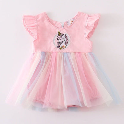 Unicorn Rainbow Ruffle Girl Bubble - Gibs+Grady