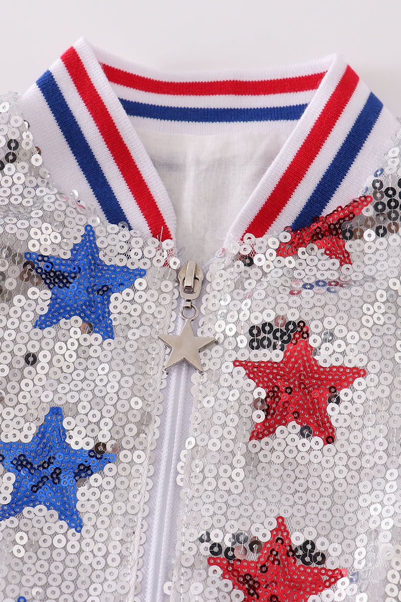 USA Patriotic Star Sequins Girl Jacket - Gibs+Grady