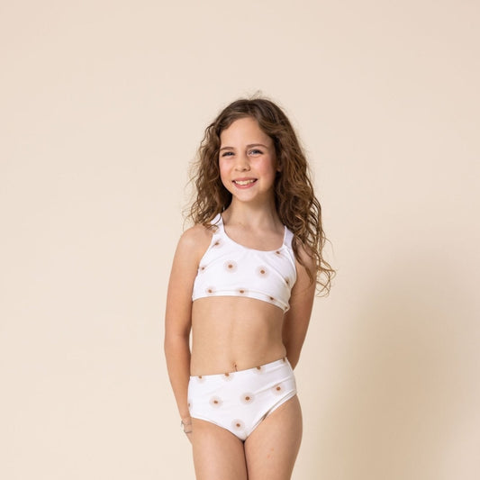 White Floral Print 2pc Girl Swimsuit - Gibs+Grady